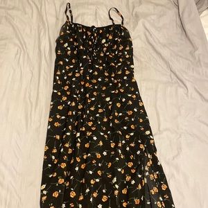 Black long flower dress